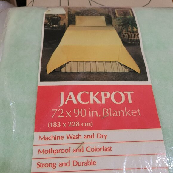 VTG  Mint Green Blanket Twin/Full Size Bed 72x90 Acrylic/Nylon Blend New Old Sto - Picture 3 of 13